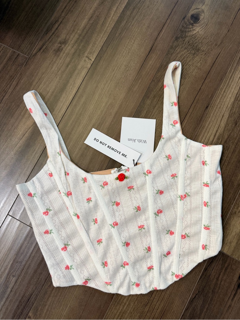 NWT With Jean. Floral Knit Crop corset tank top